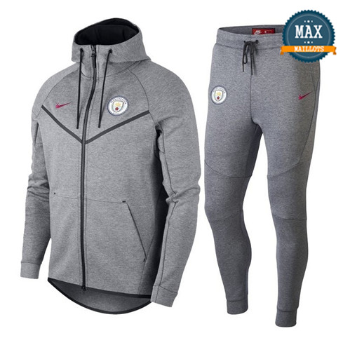 Veste Survetement Nike Manchester City 2019/20 Gris Tech Fleece Windrunner