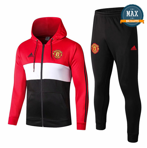 Veste Survetement à Capuche Manchester United 2019/20 Rouge/Blanc/Noir