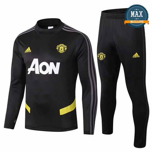 Survetement Manchester United 2019/20 Noir/Jaune Col Rond