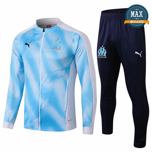 Veste Survetement Marseille 2019/20 Bleu Ciel Col Rond