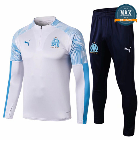 Survetement Marseille 2019/20 Blanc/Bleu Col Rond