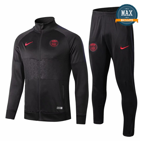 Veste Survetement PSG 2019/20 Noir Col Haut