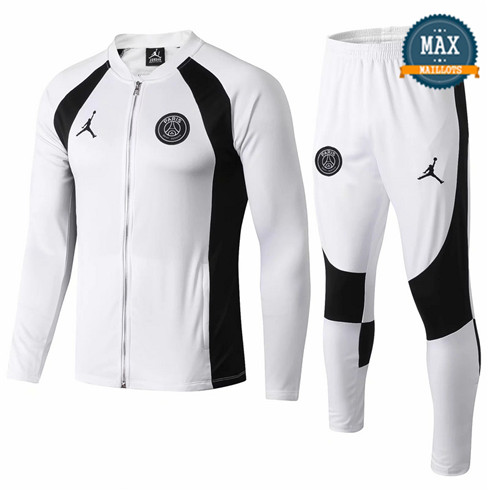 Veste Survetement PSG Jordan 2019/20 Blanc col bas