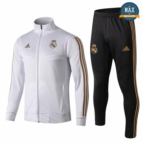 Veste Survetement Real Madrid 2019/20 Blanc Col Haut