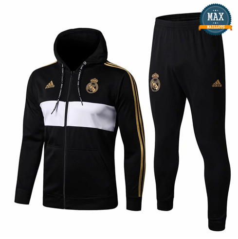 Veste Survetement à Capuche Real Madrid 2019/20 Noir/Blanc