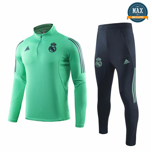 Survetement Real Madrid 2019/20 Vert/Noir Col Haut sweat zippé