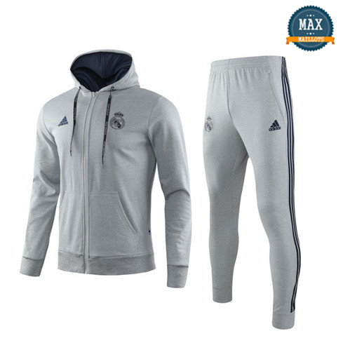 Veste Survetement à Capuche Real Madrid 2019/20 Blanc