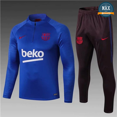 Survetement Barcelone Enfant 2019/20 Bleu sweat zippé