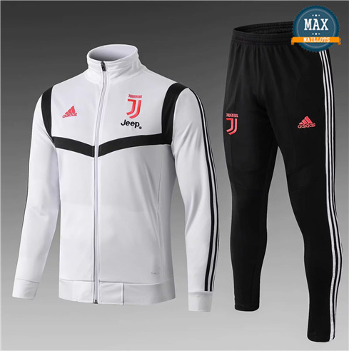 Veste Survetement Juventus 2019/20 Enfant Blanc/Noir Col Haut