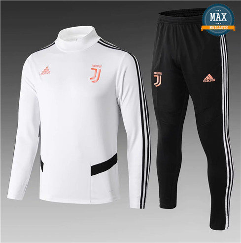 Survetement Juventus 2019/20 Enfant Blanc/Noir Col Haut