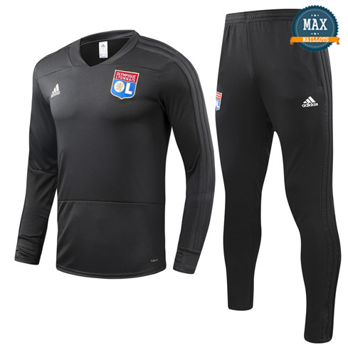 Survetement Enfant Lyon OL 2019/20 Noir Col V