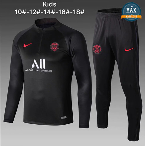 Survetement PSG ALL Enfant 2019/20 Noir sweat zippé