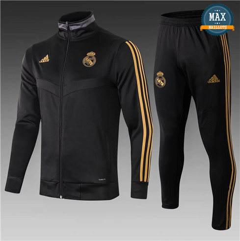 Veste Survetement Real Madrid Enfant 2019/20 Noir Col Haut