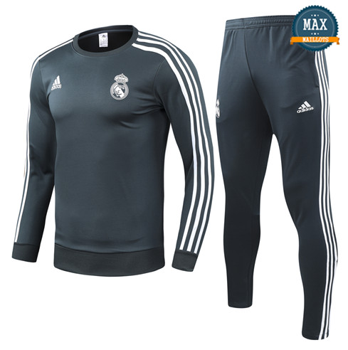 Survetement Enfant Real Madrid 2019/20 Gris/Vert Col Rond