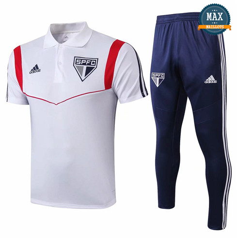 Maillot Polo + Pantalon São Paulo 2019/20 Training Blanc/Bleu Marine