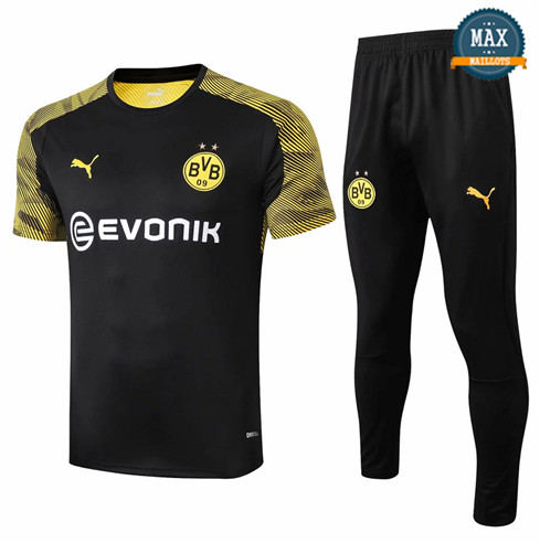 Maillot + Pantalon Borussia Dortmund 2019/20 Training Noir Col Rond