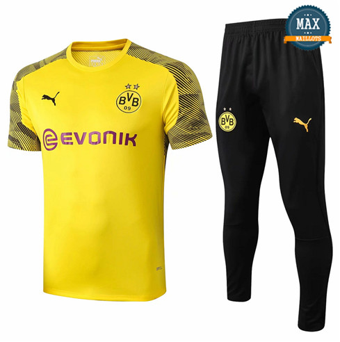 Maillot + Pantalon Borussia Dortmund 2019/20 Training Jaune/Noir Col Rond