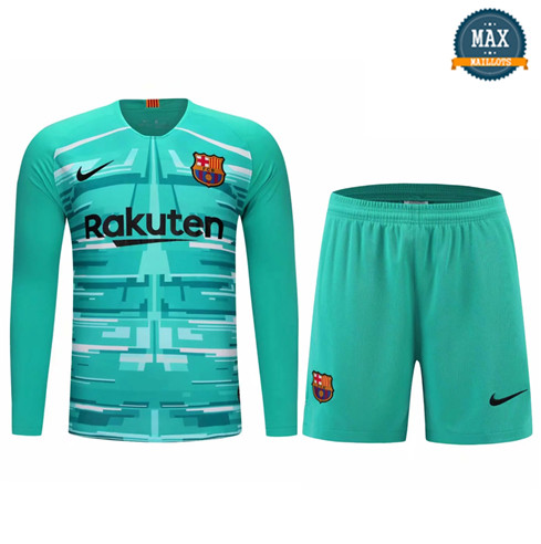 Maillot + Pantalon Barcelone 2019/20 Gardien de but Vert Col Rond