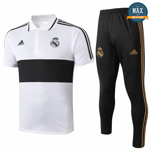 Maillot Polo + Pantalon Real Madrid 2019/20 Training Blanc/Noir