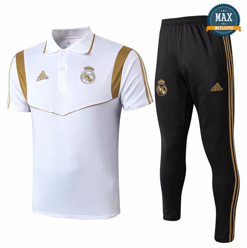 Maillot Polo + Pantalon Real Madrid 2019/20 Training Blanc/Noir