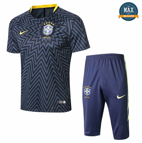 Maillot + Pantalon Brésil 2018/19 Training Bleu Marine Jaune