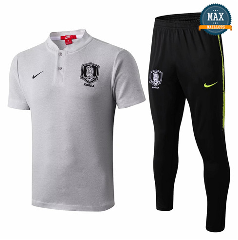 Maillot + Pantalon Corée 2019/20 Training Blanc/Noir Col V