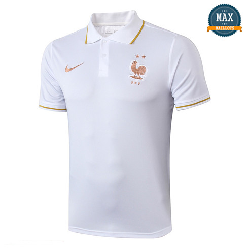 Maillot Polo France Training Blanc/Bleu Marine