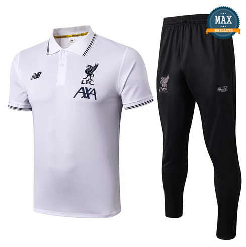 Maillot Polo + Pantalon Liverpool 2019/20 Training Blanc/Noir