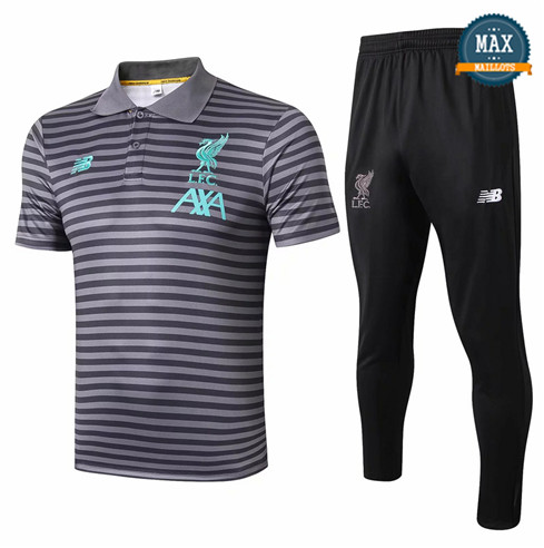 Maillot Polo + Pantalon Liverpool 2019/20 Training Gris bande Noir