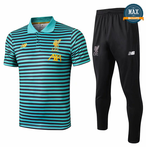 Maillot Polo + Pantalon Liverpool 2019/20 Training Vert bande Noir