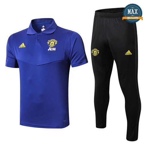 Maillot Polo + Pantalon Manchester United 2019/20 Training Bleu/Noir