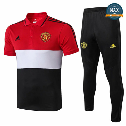 Maillot Polo + Pantalon Manchester United 2019/20 Training Rouge/Noir