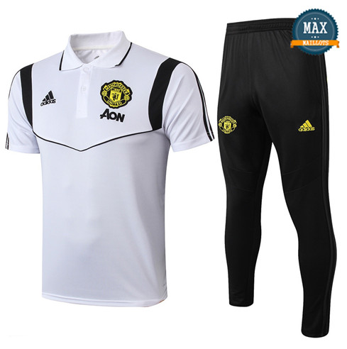 Maillot Polo + Pantalon Manchester United Training Blanc/Noir