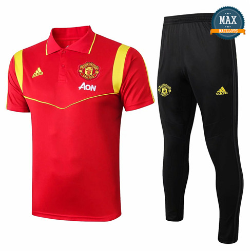 Maillot Polo + Pantalon Manchester United 2019/20 Training Rouge/Noir