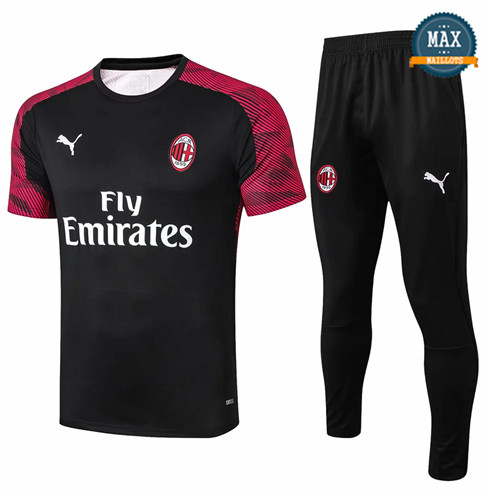 Maillot + Pantalon AC Milan 2019/20 Training Rouge Foncé/Noir Col Rond