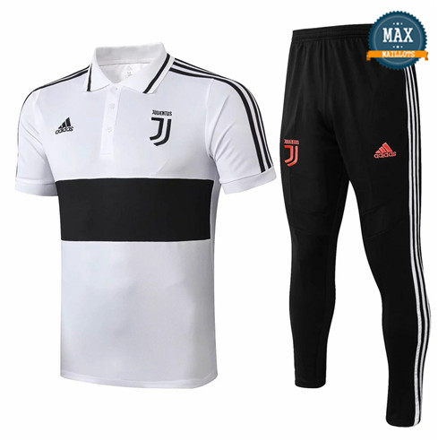 Maillot Polo + Pantalon Juventus 2019/20 Training Blanc/Noir