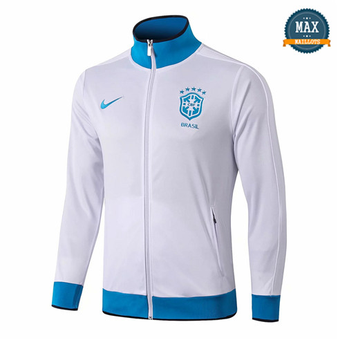 Veste Brésil 2019/20 Blanc/Bleu Col Haut