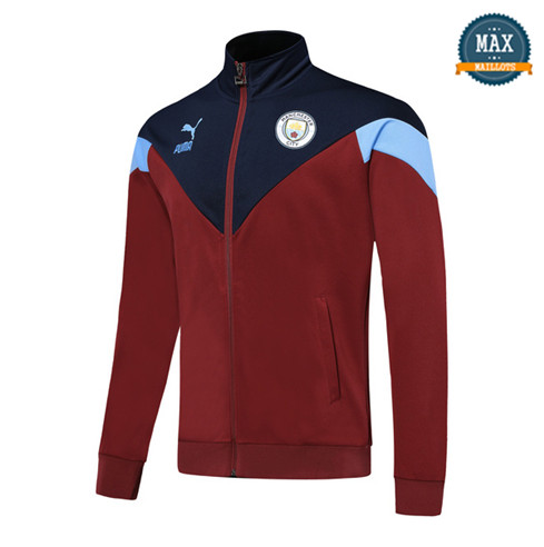 Veste Manchester City 2019/20 Rouge/Bleu Col Haut