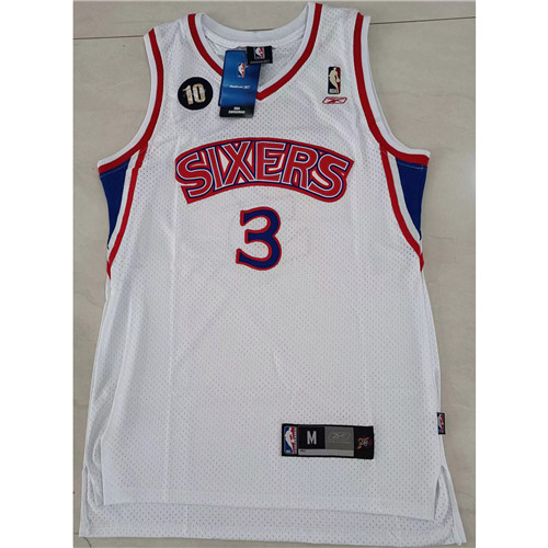 240274 Max Maillots NBA Philadelphia 76ers IVERSON 3 Blanc Taille:M