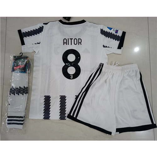 240318 Max Maillots Juventus Enfant AITOR 8 Blanc + Chaussettes Taille:24