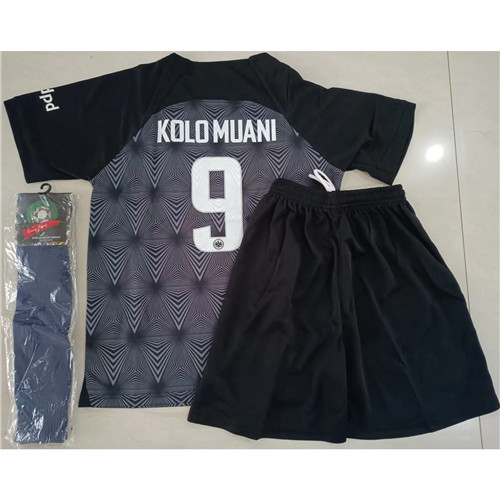 240326 Max Maillots Eintracht Francfort Enfant KOLO MUANI 9 noir + Chaussettes Taille:26