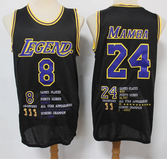 Max maillot Kobe Bryant 8+24 Noir, Los Angeles Lakers - Icon Tribute